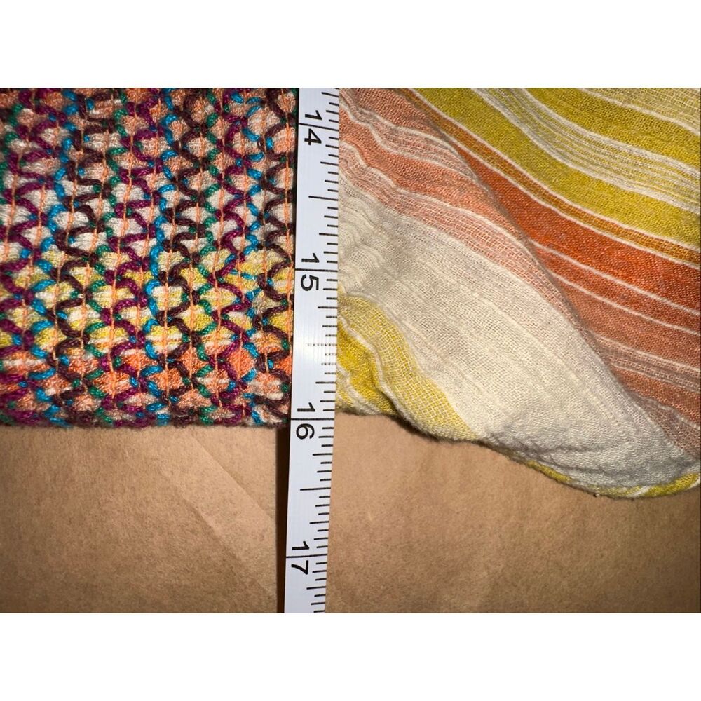 Anthropologie Large Striped Smocked Tank Crop Top Multicolor Boho Cotton V-Neck - Picture 10 of 11